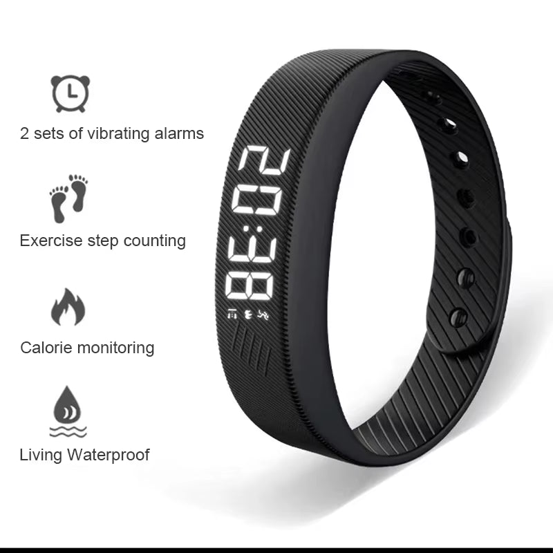 Smart Bracelet LED Digital Waterproof Smart Clock Smartband with Running Pedometer Monitor Smart Band Vibration Alarm Reminder